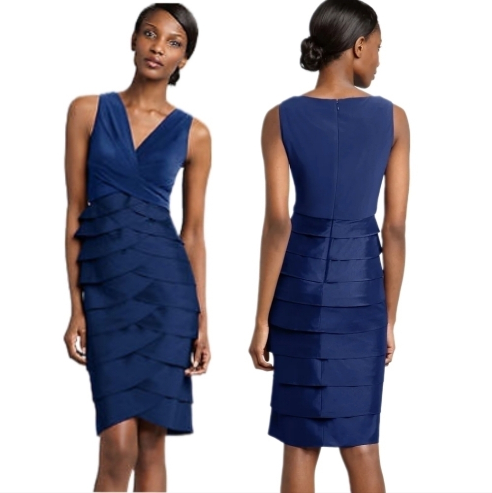 Adrianna Papell Jersey & Charmeuse Shutter Pleat Dress